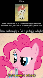 Size: 434x775 | Tagged: safe, derpibooru import, pinkie pie, earth pony, pony, unicorn, swarm of the century, colt, exploitable meme, female, flute, jazz music stops, male, mare, meme, musical instrument, unico