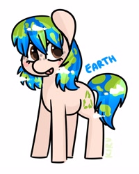 Size: 2000x2500 | Tagged: safe, artist:kiruart, oc, oc only, oc:earth-chan, earth pony, pony, banned from derpibooru, deleted from derpibooru, earth, literal, ponified, solo, tongue, tongue out