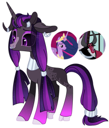 Size: 827x967 | Tagged: safe, artist:venomous-cookietwt, derpibooru import, lord tirek, princess twilight 2.0, twilight sparkle, twilight sparkle (alicorn), oc, oc only, alicorn, hybrid, pony, the last problem, female, interspecies offspring, male, nose piercing, offspring, older, older twilight, parent:lord tirek, parent:twilight sparkle, parents:twirek, piercing, shipping, straight, twirek