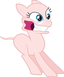 Size: 3310x4001 | Tagged: safe, artist:mehoep, derpibooru import, edit, editor:slayerbvc, pinkie pie, earth pony, bald, female, furless, furless edit, mare, shaved tail, simple background, solo, transparent background, vector, vector edit