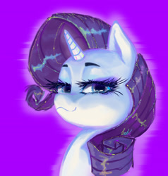 Size: 2127x2233 | Tagged: safe, artist:lentele, derpibooru import, rarity, pony, unicorn, :3, bust, female, gradient background, looking at you, mare, smug, smugity, solo