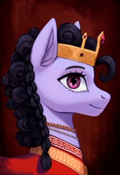 Size: 614x900 | Tagged: safe, artist:mrscroup, derpibooru import, oc, oc only, earth pony, pony, equestria at war mod, bust, clothes, crown, ear fluff, ears, female, jewelry, mare, necklace, portrait, regalia