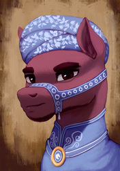 Size: 1500x2131 | Tagged: safe, artist:mrscroup, derpibooru import, oc, oc only, saddle arabian, equestria at war mod, bridle, clothes, ear fluff, ears, male, saddle arabian outfit, tack, turban