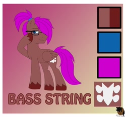 Size: 2135x1994 | Tagged: safe, artist:flawlessvictory20, derpibooru import, oc, oc only, oc:bass string, pegasus, pony, glasses, pegasus oc, ponytail, reference sheet, unshorn fetlocks