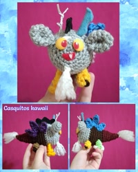 Size: 1024x1280 | Tagged: safe, artist:casquitos kawaii, derpibooru import, discord, draconequus, amigurumi, crochet, handmade, irl, irl photo, male, photo, plushie, tiny