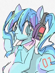 Size: 768x1024 | Tagged: safe, artist:pnpn_721, derpibooru import, pony, anime, female, hatsune miku, headphones, kotobukiya, kotobukiya hatsune miku pony, mare, necktie, ponified, solo, vocaloid