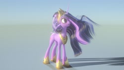 Size: 3840x2160 | Tagged: safe, artist:robinrain8, derpibooru import, princess twilight 2.0, twilight sparkle, twilight sparkle (alicorn), alicorn, pony, unicorn, the last problem, 3d, female, jewelry, mare, model, no tail, older, older twilight, regalia, render, shadow, solo, wavy hair