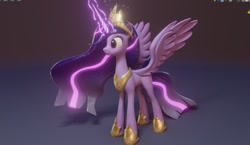 Size: 1365x789 | Tagged: safe, artist:robinrain8, derpibooru import, princess twilight 2.0, twilight sparkle, twilight sparkle (alicorn), alicorn, pony, the last problem, 3d, crown, female, jewelry, magic, magic aura, mare, older, older twilight, regalia, render, wavy hair, wings