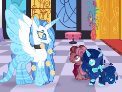 Size: 1280x967 | Tagged: safe, artist:lilywolfpie-yt, derpibooru import, oc, oc only, oc:amber night, oc:dream, oc:sweet blossom, alicorn, hybrid, pony, female, filly, interspecies offspring, magical lesbian spawn, offspring, parent:discord, parent:princess luna, parent:scootaloo, parent:sweetie belle, parents:lunacord, parents:scootabelle