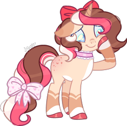 Size: 1288x1280 | Tagged: safe, artist:kurosawakuro, derpibooru import, oc, pony, unicorn, bow, choker, female, hair bow, mare, simple background, solo, transparent background