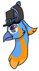 Size: 424x768 | Tagged: safe, alternate version, artist:agdapl, derpibooru import, bird, parrot, bust, colored, hat, male, simple background, species swap, spy, team fortress 2, transparent background