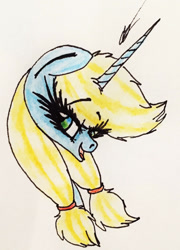 Size: 1430x1987 | Tagged: safe, artist:beamybutt, derpibooru import, oc, oc only, pony, unicorn, bust, eyelashes, female, horn, mare, signature, traditional art, unicorn oc