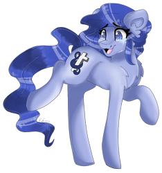 Size: 1340x1434 | Tagged: safe, artist:kefico, derpibooru import, oc, oc only, earth pony, pony, chest fluff, ear fluff, ears, earth pony oc, looking back, open mouth, simple background, smiling, solo, transparent background