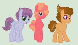 Size: 1420x820 | Tagged: safe, artist:fluffy-fillies, derpibooru import, oc, oc only, earth pony, pegasus, pony, base used, green background, male, offspring, parent:big macintosh, parent:cheese sandwich, parent:pinkie pie, parent:rainbow dash, parent:soarin', parents:cheesedash, parents:pinkiemac, parents:soarinpie, simple background, stallion