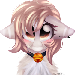 Size: 2766x2750 | Tagged: safe, artist:2pandita, derpibooru import, oc, oc only, pony, bell, bell collar, bust, collar, ears, female, floppy ears, looking at you, mare, portrait, simple background, solo, white background