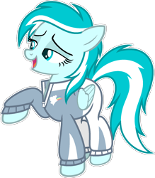 Size: 1389x1586 | Tagged: safe, artist:pegasski, derpibooru import, oc, oc:ocean comet, pegasus, pony, clothes, female, jacket, mare, pants, simple background, solo, transparent background