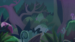 Size: 1280x720 | Tagged: safe, derpibooru import, screencap, student counsel, background, everfree forest, night, no pony, scenic ponyville, tree