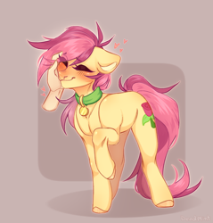 Size: 1512x1580 | Tagged: safe, artist:dead mint, derpibooru import, roseluck, human, pony, behaving like a cat, collar, commission, commissioner:doom9454, cute, disembodied hand, hand, pet tag, petting, pony pet, rosepet