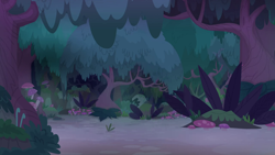 Size: 1280x720 | Tagged: safe, derpibooru import, screencap, student counsel, background, everfree forest, mushroom, night, scenic ponyville, tree