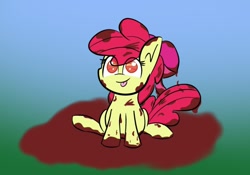 Size: 640x447 | Tagged: safe, artist:tangerineblasttheintern, derpibooru import, apple bloom, :p, female, filly, mud, solo, tongue, tongue out