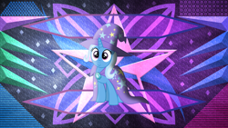 Size: 3840x2160 | Tagged: safe, artist:laszlvfx, artist:n0kkun, derpibooru import, edit, trixie, pony, cape, clothes, hat, solo, trixie's cape, trixie's hat, wallpaper, wallpaper edit