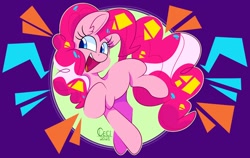 Size: 1200x757 | Tagged: safe, artist:wutanimations, derpibooru import, pinkie pie, earth pony, pony, cute, diapinkes, female, happy, mare, open mouth, ponk, simple background, smiling, solo