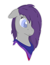 Size: 2595x3407 | Tagged: safe, alternate version, artist:autumnsfurart, derpibooru import, oc, oc only, oc:glitter stone, earth pony, pony, background removed, bisexual pride flag, blushing, bust, earth pony oc, female, hair over one eye, mare, neckerchief, pride, pride flag, simple background, transparent background