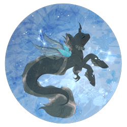 Size: 2500x2500 | Tagged: safe, artist:lebalisa, derpibooru import, oc, oc only, oc:tarsi, changeling, changeling oc, constellation, fish tail, pisces, solo, stars, white changeling, wings, zodiac