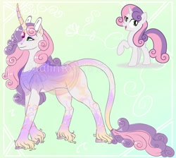 Size: 926x828 | Tagged: safe, artist:malinraf1615, derpibooru import, sweetie belle, classical unicorn, pony, unicorn, clothes, coat markings, dress, ear piercing, earring, eyeshadow, female, horn, horn ring, jewelry, leg fluff, leonine tail, makeup, mare, older, older sweetie belle, piercing, redesign, ring, see-through, solo, unshorn fetlocks