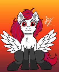 Size: 982x1200 | Tagged: safe, artist:jay_wackal, derpibooru import, oc, oc:droplet rain, pegasus, pony, looking at you, sitting, solo