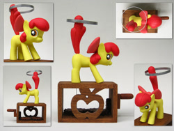 Size: 2272x1704 | Tagged: safe, artist:renegadecow, derpibooru import, apple bloom, earth pony, pony, automaton, craft, female, filly, loop-de-hoop, sculpture, solo, toy, woodwork