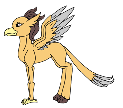 Size: 3076x2694 | Tagged: safe, artist:agdapl, derpibooru import, oc, oc only, oc:gold feather, hippogriff, female, hippogriff oc, simple background, smiling, solo, transparent background, two toned wings, wings