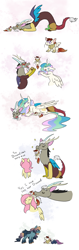 Size: 1938x6137 | Tagged: safe, artist:moonstruck-badger, derpibooru import, discord, fluttershy, princess celestia, oc, oc:prince moonlight sonata, oc:princess eventide, oc:princess sundance, alicorn, hybrid, pegasus, pony, auntie fluttershy, baby, baby pony, boop, colt, crying, dadcord, dislestia, drool, ethereal mane, family, female, filly, interspecies offspring, liquid pride, male, mare, momlestia, noseboop, offspring, parent:discord, parent:princess celestia, parent:princess luna, parent:rockhoof, parents:dislestia, parents:rockluna, pony hat, proud, scruff, shipping, simple background, sleeping, starry mane, straight, tears of joy, white background