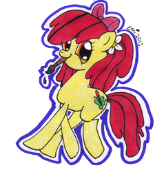 Size: 1234x1294 | Tagged: safe, artist:pinky1babe, derpibooru import, apple bloom, cutie mark, female, filly, paintbrush, solo