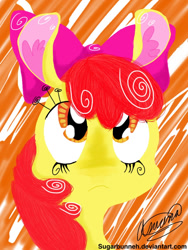 Size: 768x1024 | Tagged: safe, artist:sugarbunneh, derpibooru import, apple bloom, female, filly, solo