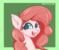 Size: 1280x1084 | Tagged: safe, artist:inkypuso, derpibooru import, part of a set, pinkie pie, earth pony, pony, bust, colored pupils, eyebrows, female, mare, open mouth, open smile, smiling, solo
