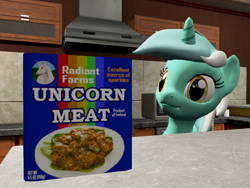 Size: 868x654 | Tagged: safe, derpibooru import, lyra heartstrings, unicorn, 3d, food, kitchen, meat, this will end in cannibalism, tower unite