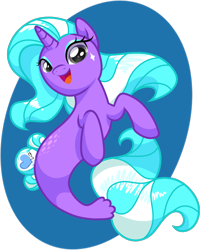 Size: 1425x1778 | Tagged: safe, artist:equinepalette, derpibooru import, oc, oc only, pony, seapony (g4), unicorn, blue background, dorsal fin, female, fish tail, flowing mane, flowing tail, gray eyes, horn, looking at you, multicolored hair, open mouth, open smile, seaponified, simple background, smililng, smiling, solo, species swap, tail, transparent background