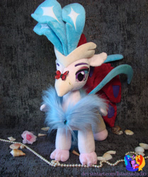 Size: 2304x2752 | Tagged: safe, artist:1stastrastudio, derpibooru import, queen novo, butterfly, classical hippogriff, hippogriff, my little pony: the movie, irl, jewelry, necklace, pearl necklace, photo, plushie, seashell, solo