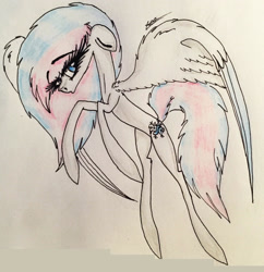 Size: 2267x2341 | Tagged: safe, artist:beamybutt, derpibooru import, oc, oc only, pegasus, pony, eyelashes, female, mare, pegasus oc, rearing, signature, solo, traditional art, wings