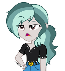 Size: 1320x1448 | Tagged: safe, artist:skyfallfrost, derpibooru import, oc, oc:dj silento, equestria girls, clothes, female, shirt, simple background, solo, transparent background