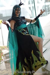 Size: 1365x2048 | Tagged: safe, artist:sarahndipity cosplay, artist:silverscotty photography, derpibooru import, queen chrysalis, human, 2017, clothes, cosplay, costume, irl, irl human, photo