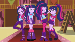 Size: 4800x2700 | Tagged: safe, artist:alandssparkle, artist:iamsheila, artist:ktd1993, derpibooru import, adagio dazzle, aria blaze, sonata dusk, twilight sparkle, equestria girls, rainbow rocks, blushing, clothes swap, female, high res, palette swap, recolor, siblings, sisters, the dazzlings