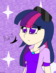 Size: 1912x2472 | Tagged: safe, artist:silenceshadowwolf, derpibooru import, twilight sparkle, human, abstract background, bust, clothes, confused, eyelashes, female, humanized, jewelry, necklace, solo, sunglasses