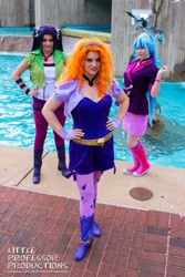 Size: 667x1000 | Tagged: safe, artist:littlemissbloo, artist:littleprofessorproductions, artist:sarahndipity cosplay, artist:shelbeanie, derpibooru import, adagio dazzle, aria blaze, sonata dusk, human, equestria girls, clothes, cosplay, costume, disguise, disguised siren, hand on hip, irl, irl human, photo, the dazzlings