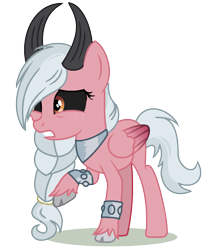 Size: 1065x1304 | Tagged: safe, artist:venomous-cookietwt, derpibooru import, oc, hybrid, female, interspecies offspring, offspring, parent:cozy glow, parent:lord tirek, parents:cozirek, simple background, solo, transparent background