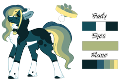 Size: 1399x917 | Tagged: safe, artist:nobleclay, derpibooru import, oc, oc:inky waters, earth pony, pony, blaze (coat marking), coat markings, collar, facial markings, female, heart mark, looking at you, mare, pale belly, reference sheet, simple background, socks (coat marking), solo, transparent background, unshorn fetlocks