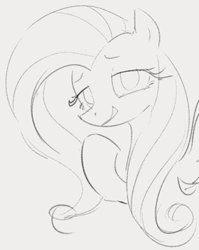 Size: 463x581 | Tagged: safe, alternate version, artist:dotkwa, derpibooru import, fluttershy, pegasus, pony, cute, daaaaaaaaaaaw, female, lidded eyes, looking at you, mare, monochrome, shyabetes, sketch, smiling, smirk, solo, textless