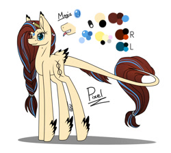 Size: 1000x893 | Tagged: safe, artist:inspiredpixels, derpibooru import, oc, oc only, oc:pixel, pony, female, leonine tail, mare, pencil, reference sheet, simple background, solo, standing, tail feathers, white background