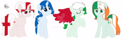 Size: 1920x625 | Tagged: safe, artist:celestiaisbestponyyt, derpibooru import, pony, england, ireland, nation ponies, ponified, scotland, st. andrew cross, st. george cross, tricolour, wales, y ddraig goch